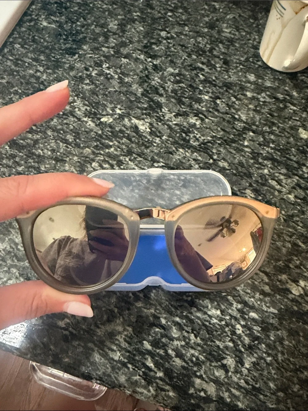 Le Specs Gold Frame Sunglasses with Mirrored Lenses